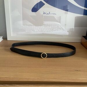 Cuyana Skinny Black Belt with Gold Circle Buckle